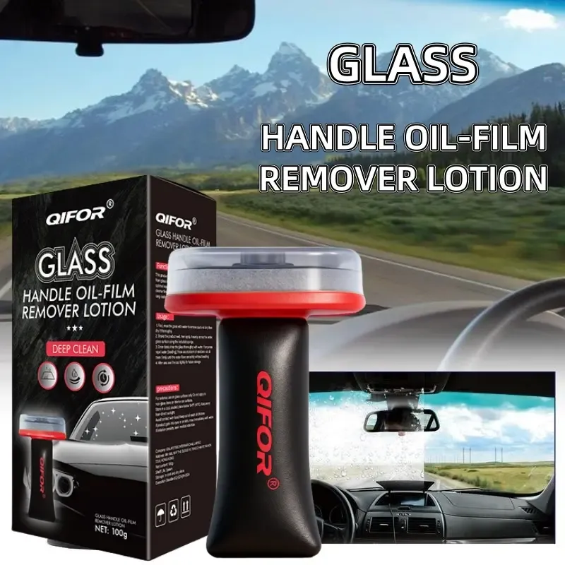 Automotive handheld oil film removal paste, removes oil stains from glass without leaving traces, car window oil film cleaner, fast cleaning, compact and portable.