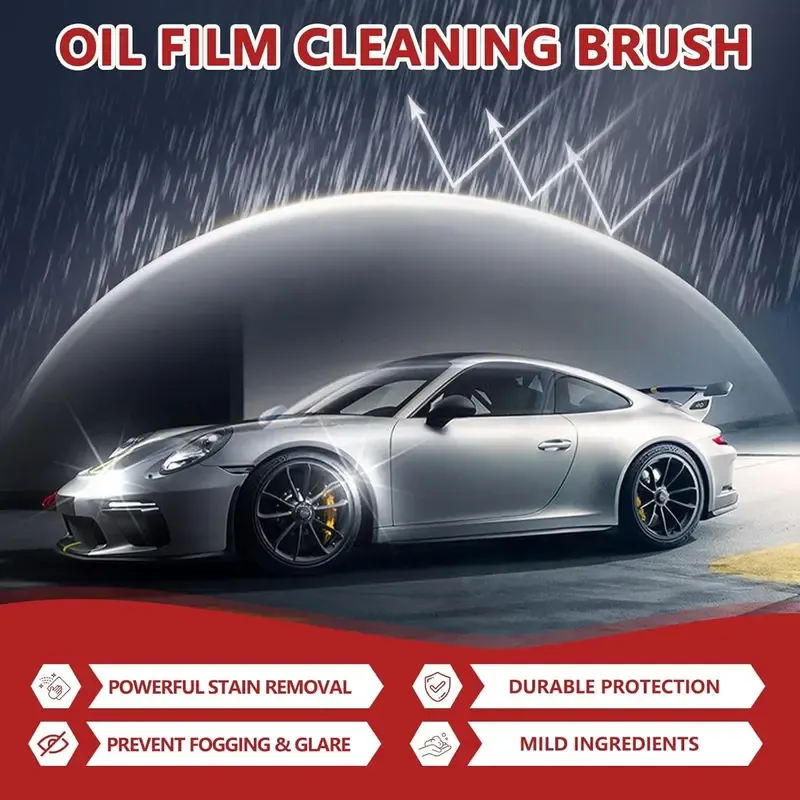 Automotive handheld oil film removal paste, removes oil stains from glass without leaving traces, car window oil film cleaner, fast cleaning, compact and portable.