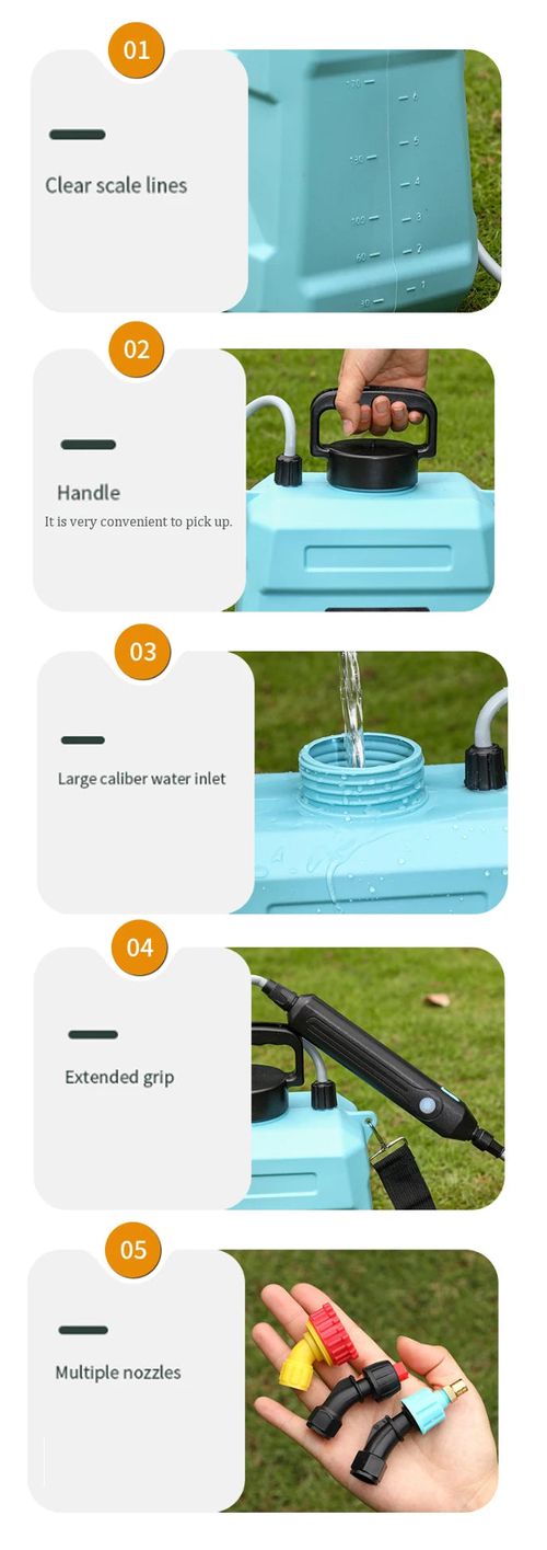 Agricultural electric sprayer, garden planting watering electric backpack sprayer