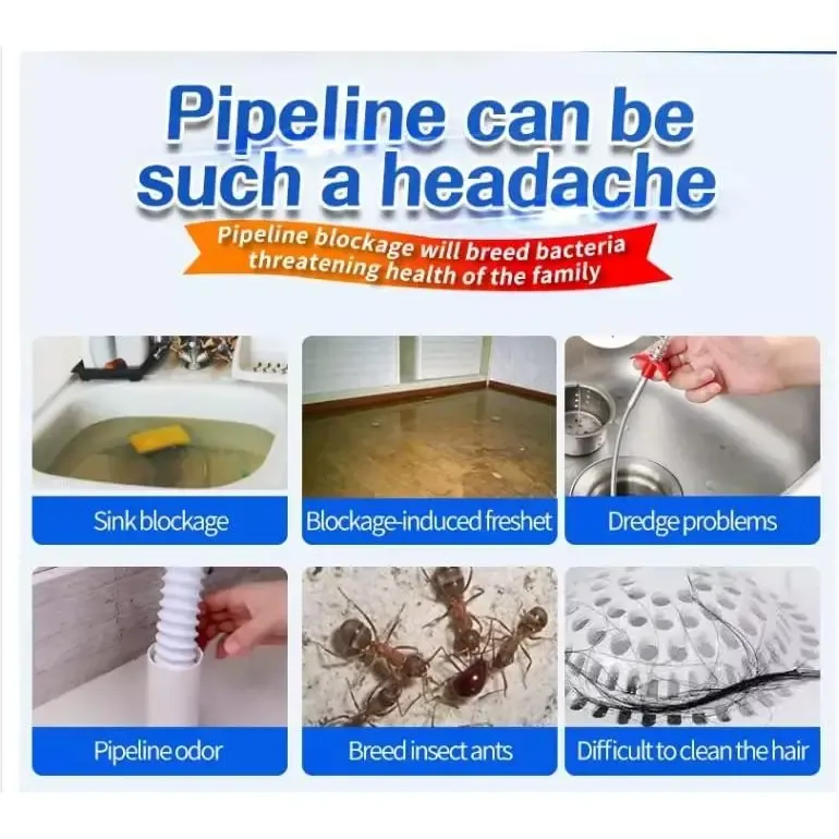 Powerful Sink and Drain Cleaner Powder, Fast Foaming Drain Cleaner for Kitchen and Pipes Cleaning Tool