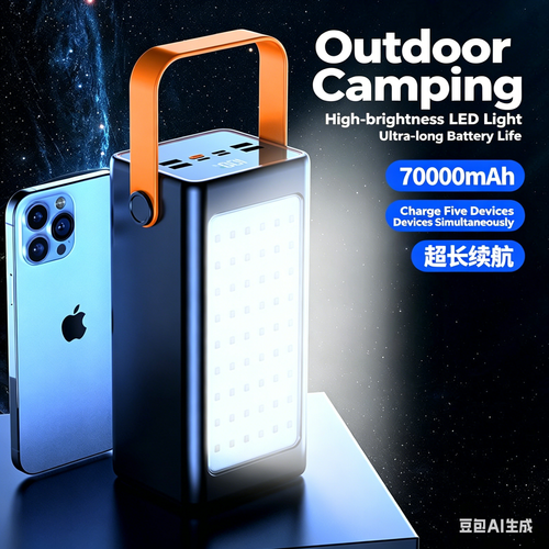Outdoor Camping Light & Fast-Charging Power Bank: 30,000mAh Ultra-High-Capacity Portable Power Bank