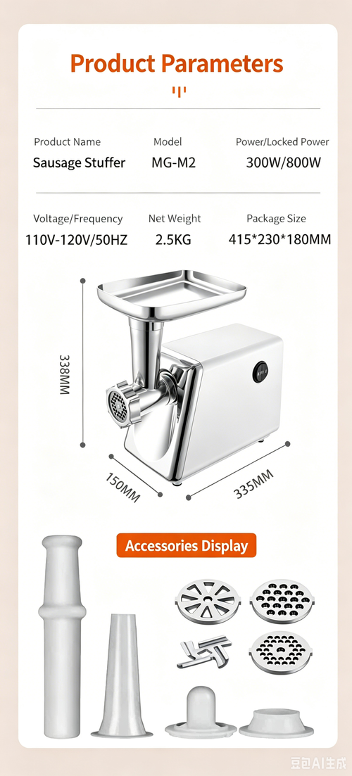 Multifunctional Electric Meat Grinder & Sausage Stuffer for Home Use, Minces Chili, Garlic & Vegetables