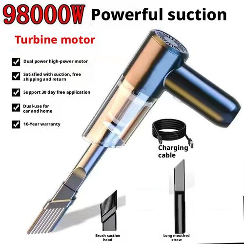Wireless Car Vacuum Cleaner with Suction and Blowing Functions, Compact USB-Rechargeable Model