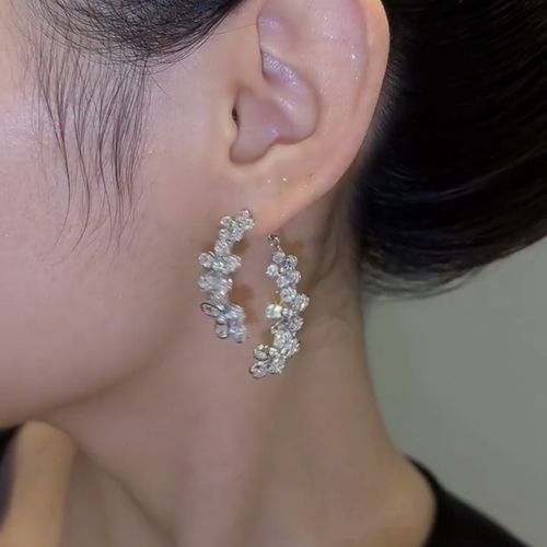 Luxury-inspired full-diamond floral earrings