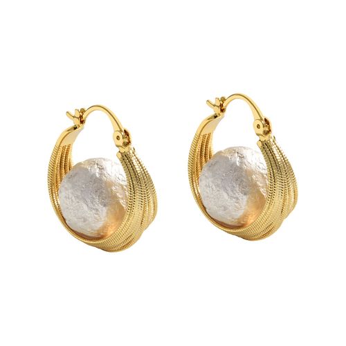 Retro Twisted-Cable Ear Studs with Premium Cotton-Bead Pearl Earrings