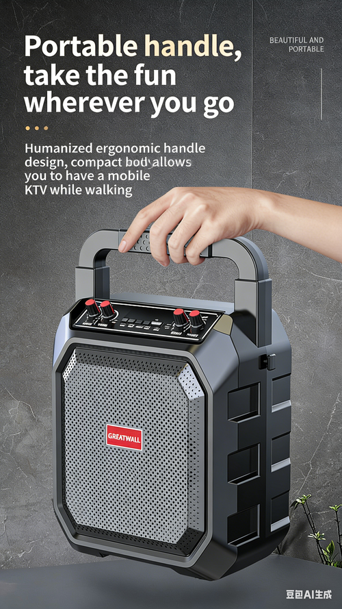 Portable Outdoor Bluetooth Speaker with High Volume for Home Karaoke, Built-in Subwoofer