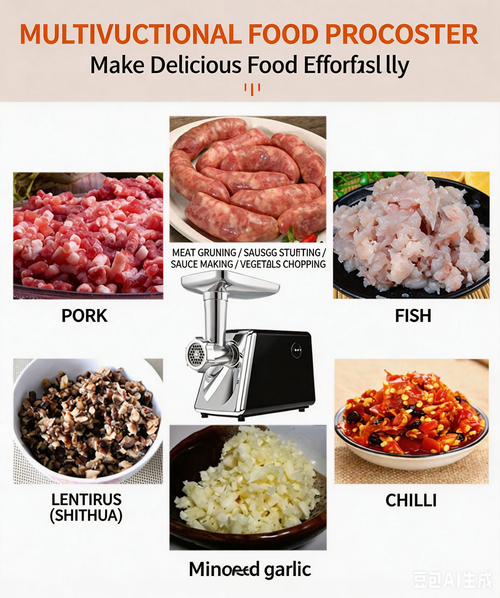 Multifunctional Electric Meat Grinder & Sausage Stuffer for Home Use, Minces Chili, Garlic & Vegetables