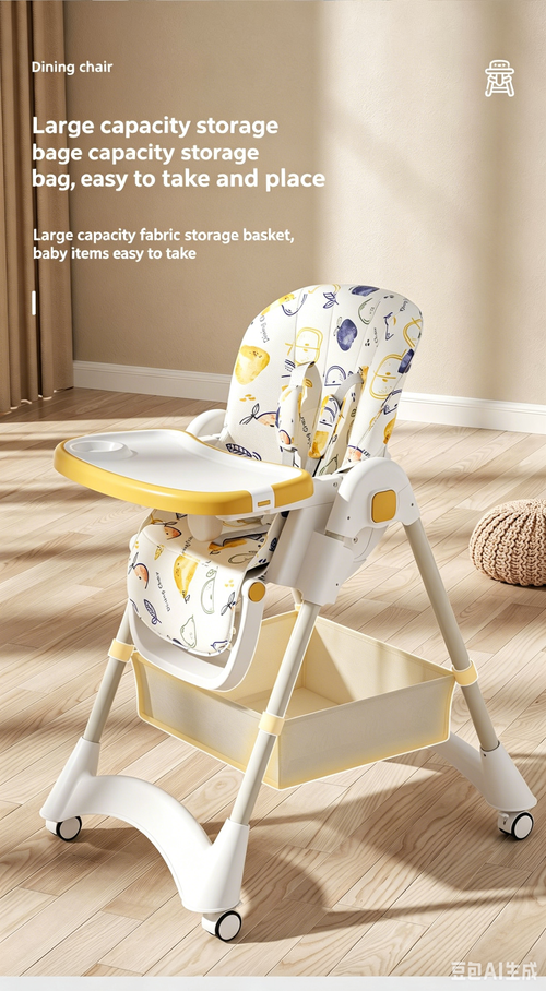 ✨Foldable Baby High Chair with Reclining Backrest, Multi-functional Infant Dining Chair, Adjustable Seat for Sitting & Lying