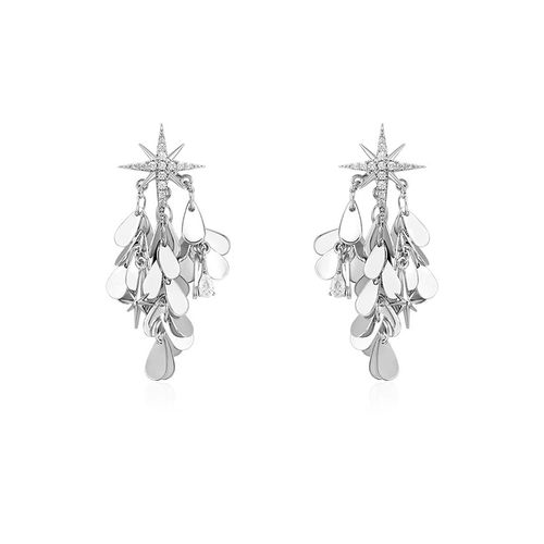 Eight-Pointed Star Zircon Sparkling Star Double-Wear Fringe Earrings Women's Light Luxury High-End Fashion Stud Earrings