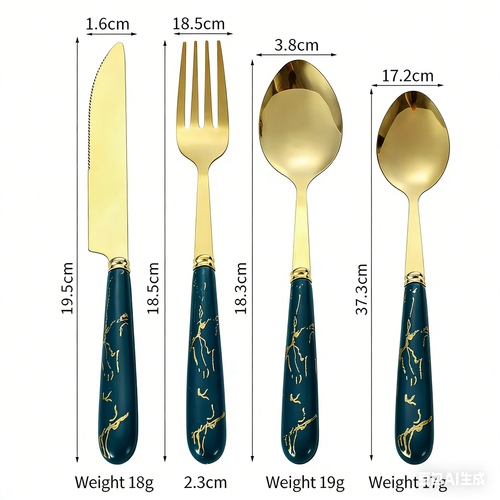 Best-Selling 24-Piece Stainless Steel Nordic Marble Western Cutlery Set with Steak Knife, Fork, Spoon, and Storage Rack Gift Box