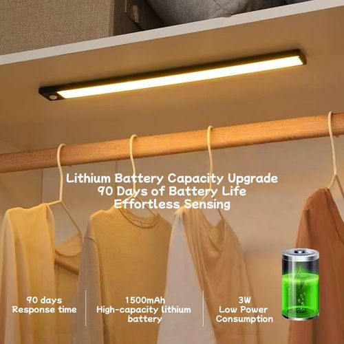 Ultra-Thin Motion-Sensing LED Strip Light with Self-Adhesive Backing and Rechargeable Battery
