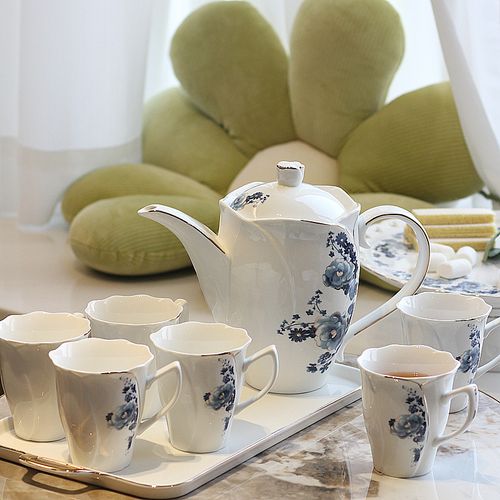 Light Luxury Ceramic Water Cup Home Set French-Style Fresh Water Set with Tray Instagram-Inspired Aesthetic