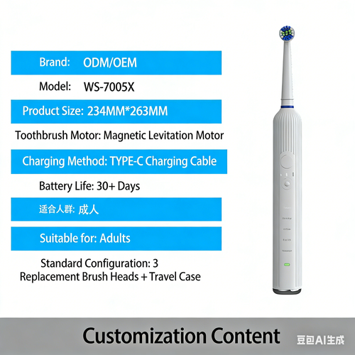 Rotating Electric Toothbrush with Long Battery Life and Ultrasonic Technology