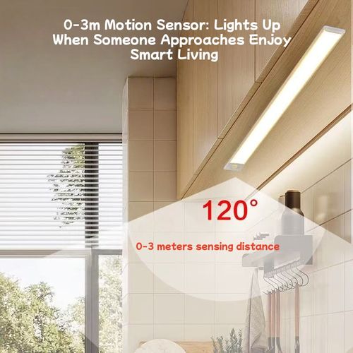 Ultra-Thin Motion-Sensing LED Strip Light with Self-Adhesive Backing and Rechargeable Battery