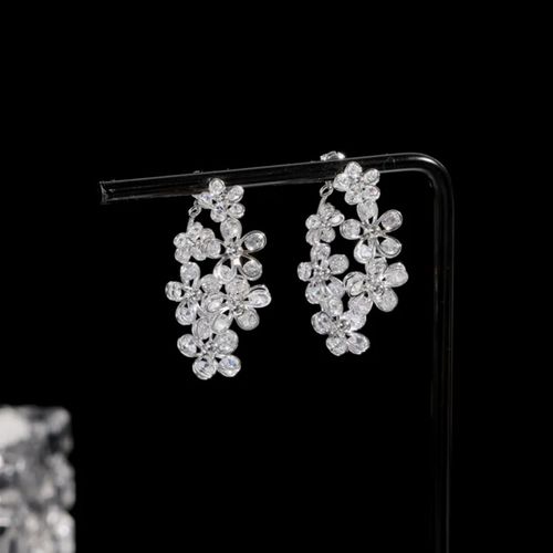 Luxury-inspired full-diamond floral earrings
