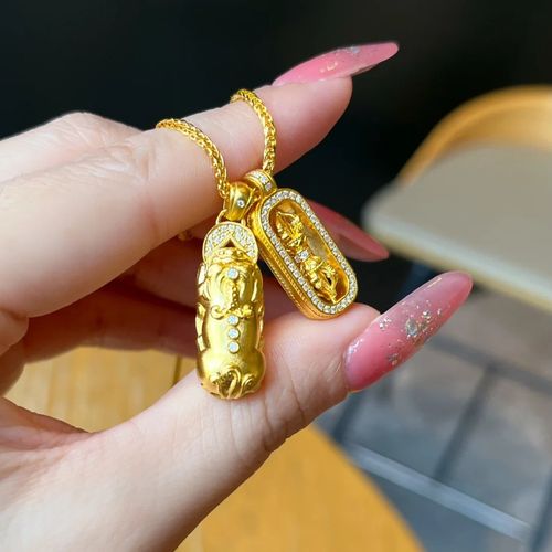 Pixiu Diamond-Studded Vajra Mace Pendant Layered on a Delicate Luxury Collarbone Chain