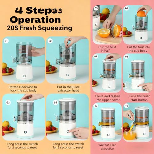 Fully Automatic Juicer Home Use Compact Multi-Function Pulp-Juice Separation Baby Food Wireless Portable Pure Juice