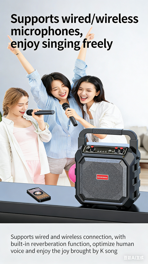 Portable Outdoor Bluetooth Speaker with High Volume for Home Karaoke, Built-in Subwoofer
