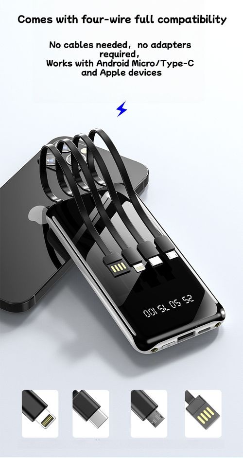 Hot-selling Ultra-Thin Wired Power Bank 20000mAh Fast Charging Universal Portable Power Bank