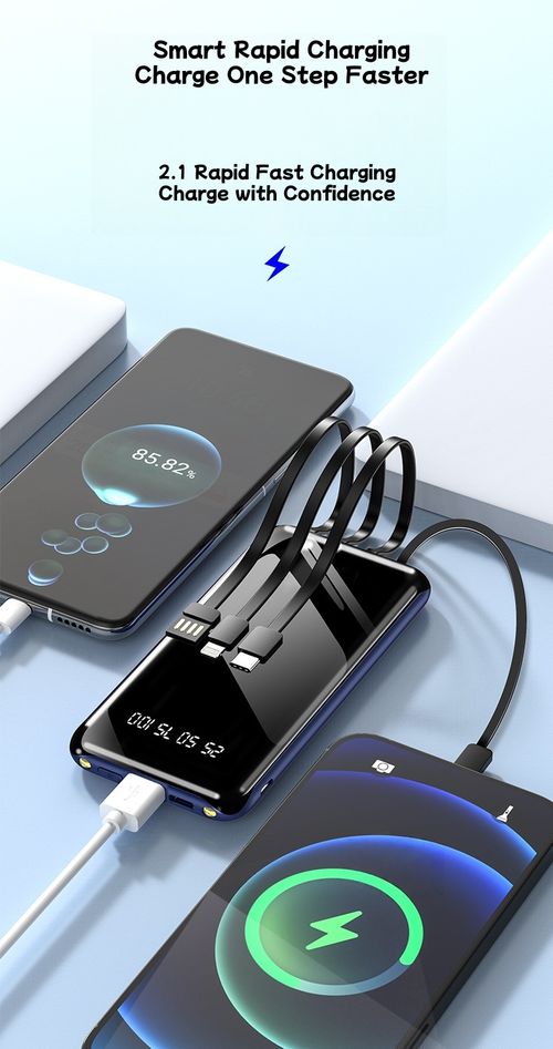 Hot-selling Ultra-Thin Wired Power Bank 20000mAh Fast Charging Universal Portable Power Bank