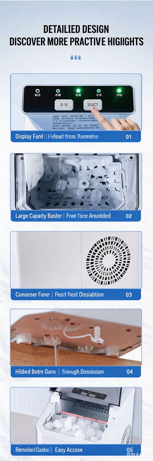 Portable Ice Maker, Automatic Fast Ice Machine with Self-Cleaning Function, Home & Commercial