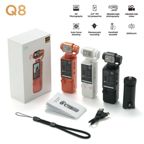 Cross-Border Q8 Handheld Outdoor Action Camera: Ultra-HD, Auto-Focus, Meeting Recording, Portable Pocket Camera