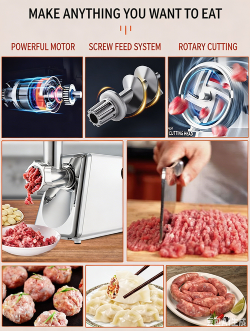 Multifunctional Electric Meat Grinder & Sausage Stuffer for Home Use, Minces Chili, Garlic & Vegetables