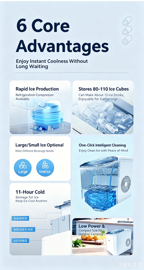 Portable Ice Maker, Automatic Fast Ice Machine with Self-Cleaning Function, Home & Commercial