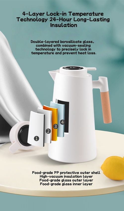 Digital Display Push-Button Thermos Flask Large-Capacity Glass-Lined Insulated Kettle