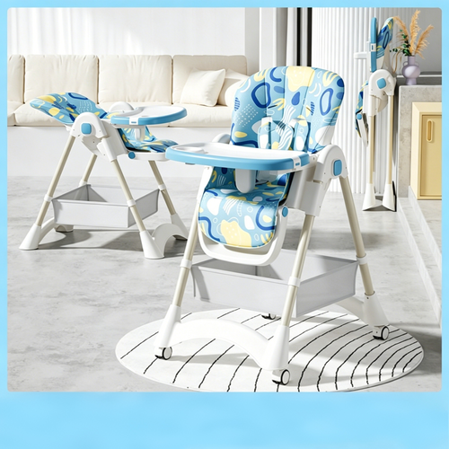 ✨Foldable Baby High Chair with Reclining Backrest, Multi-functional Infant Dining Chair, Adjustable Seat for Sitting & Lying