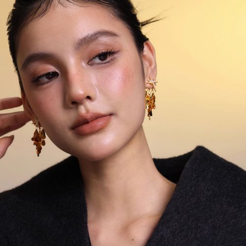 Eight-Pointed Star Zircon Sparkling Star Double-Wear Fringe Earrings Women's Light Luxury High-End Fashion Stud Earrings