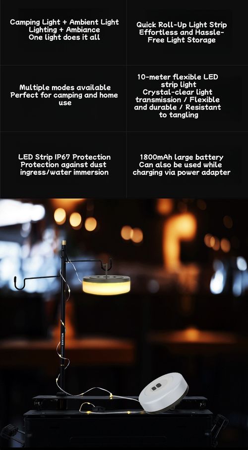 New Camping Tape Measure Light LED Ambient Light Rechargeable Outdoor Tent Light Strip Storage Camp Light