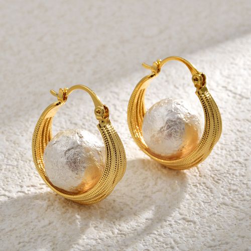 Retro Twisted-Cable Ear Studs with Premium Cotton-Bead Pearl Earrings