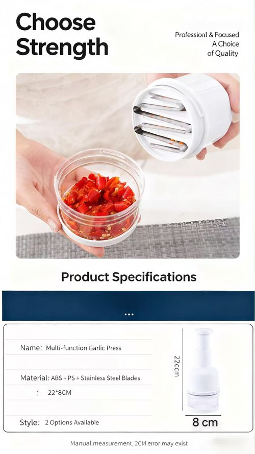 Garlic Press & Mincer Kitchen Garlic Paste Maker Manual Garlic Crusher Multi-Function Vegetable Chopper Home Kitchen Essential