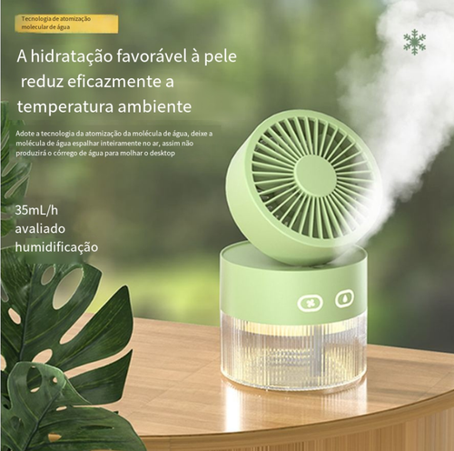 Umidificador de escritório em casa mini ventilador névoa refrigerador ar ventiladores refrigeração água usb recarregável portátil spray ventilador com luz noturna