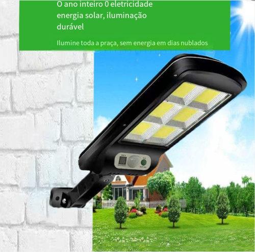 Nova luz de rua solar recarregável para exterior à prova de água com sensor de corpo luz de controlo remoto COB luz de parede iluminação de jardim LED