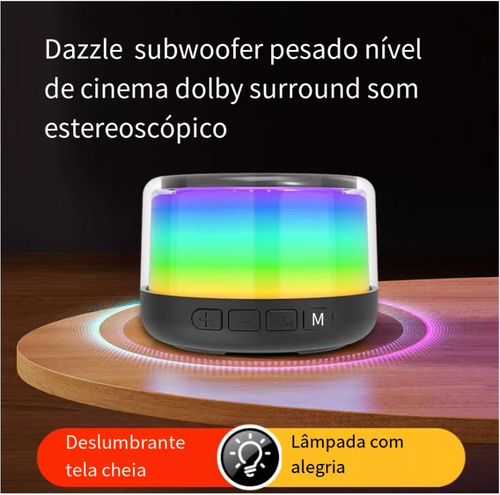 Sete cores luzes altifalante bluetooth luzes pequeno canhão de aço grande volume pequeno altifalante bluetooth baixo altifalante bluetooth