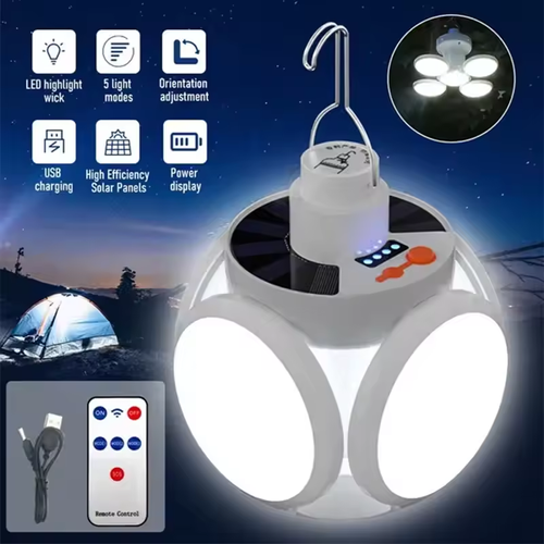 Luz de trabalho Pendurar lâmpadas de tenda Lâmpada solar de futebol portátil Multifunções Dobrável Usb Solar Led Luz Recarregável Lanternas de campismo