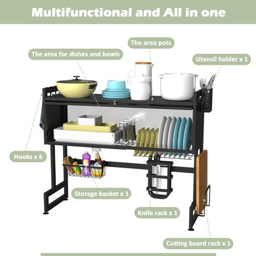 Solid Wood Multifunctional Draining Racks Factory Wholesale Sink Countertop Dust Cupboard Storage Shelves