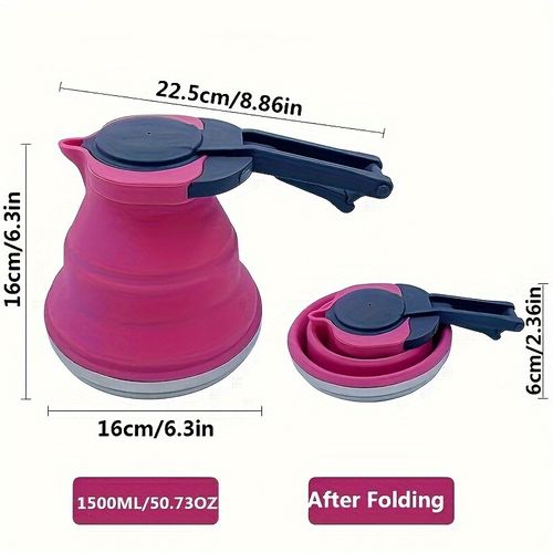 1 Piece Silicone Portable Foldable Water Kettle 1500ml 50.73oz Stainless Steel Modern Design for Camping and Hiking