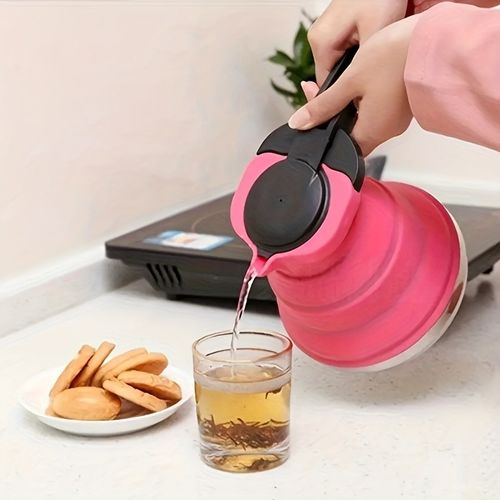 1 Piece Silicone Portable Foldable Water Kettle 1500ml 50.73oz Stainless Steel Modern Design for Camping and Hiking