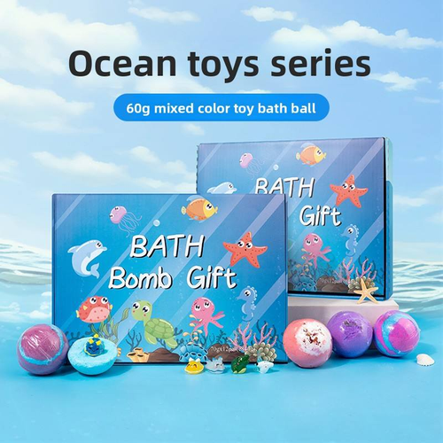 Ocean-Themed Toy Bath Salt Ball Gift Set: 12 x 60g Bubble Bath Balls—Children's Sea Salt Bath Ball Gift Set