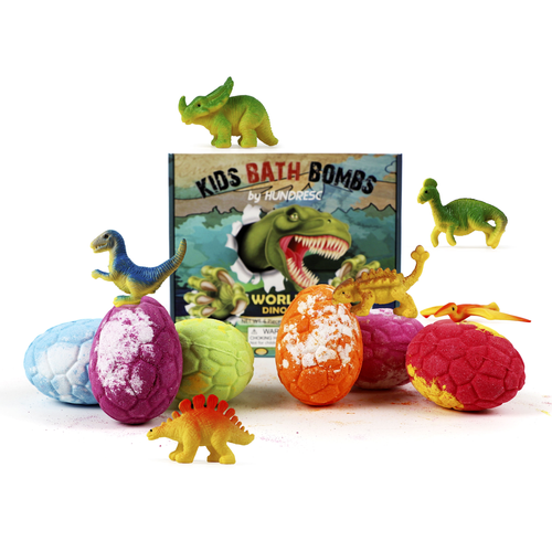 Dinosaur Egg Bath Salt Bombs, 90g, Essential Oil Scented Fizzing Salt Bubble Bath Bombs