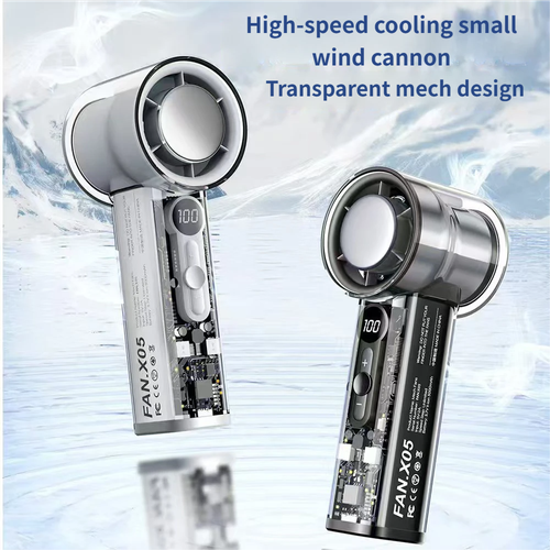 Portable Transparent Handheld Fan: LED Rechargeable High-Speed Powerful USB Mini Fan