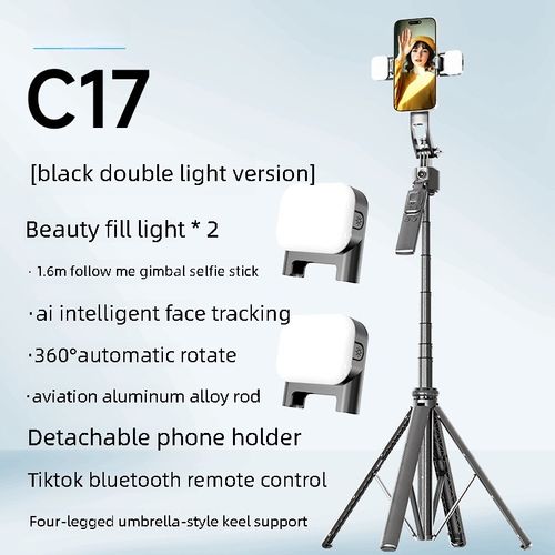 Phone Selfie Stick C17 Smart AI Tracking Anti-Shake Retractable Gimbal Fully Automatic Photography Tool Phone Stand