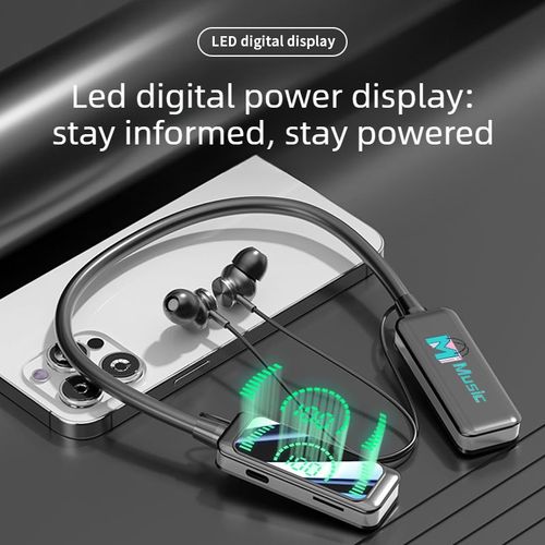 New Bluetooth wireless running sports over-ear headphones with extra-long battery life, neckband style, in-ear design.