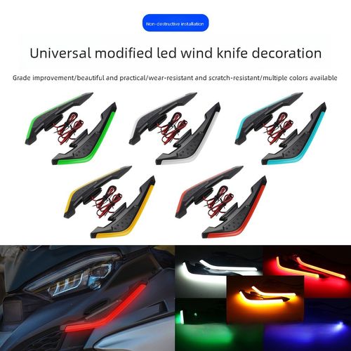 Universal motorcycle modification accessories LED ambient light 12V wind blade electric vehicle decorative light strip light spoiler wind blade