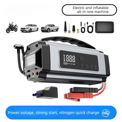 Wireless tire inflator, car emergency jump starter, and tire inflator all in one device.