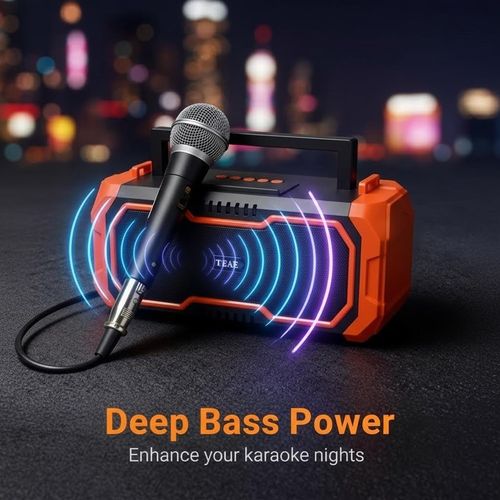 Solar-powered Bluetooth speaker with strap, portable karaoke speaker, flashlight speaker, outdoor singing speaker
