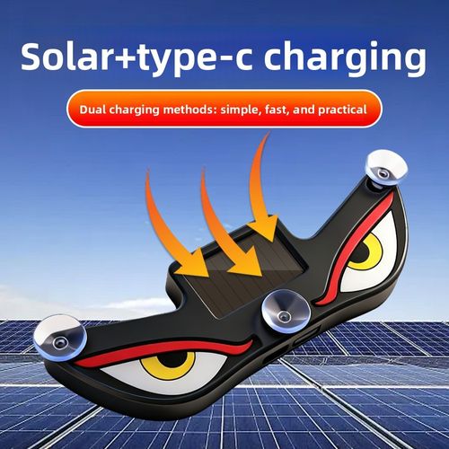 Car Demon Eye Solar Wireless Decorative Light, LED Warning Light, Triangle Rear Window Car Interesting Ambient Light